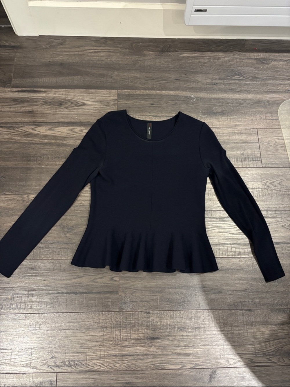 Marc Cain Long-Sleeve Navt Peplum Top